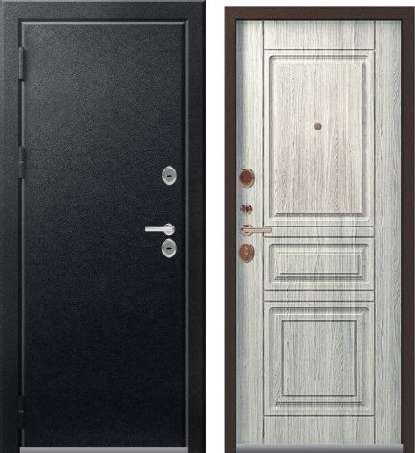 Уличная дверь термо Эталон Т-4 Черный муар/ Дуб полярный